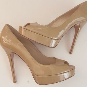 Jimmy Choo Platform Peep Toe Patent Pump Sz 39